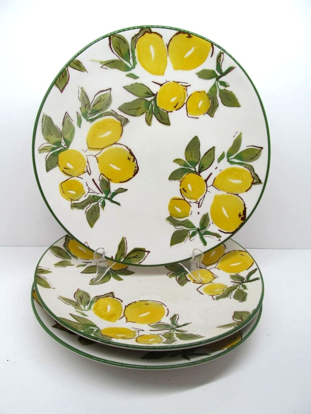 Papart Ceramics Turkey Set Of 3 Lemon 11" Dinner Plates Some Crazing